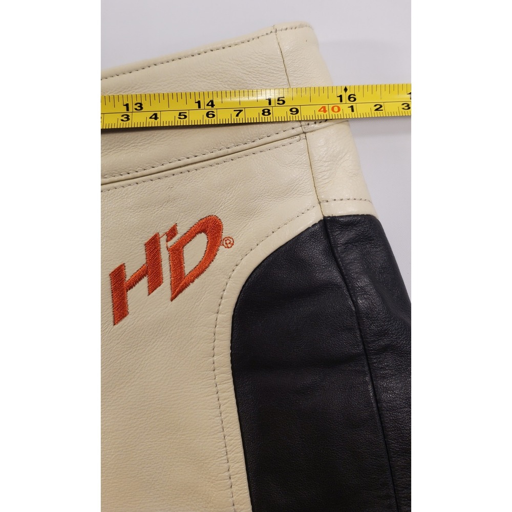 Harley Davidson Womens Leather Vest and Pants Set Cream Black Biker Riding Gear - Picture 5 of 16